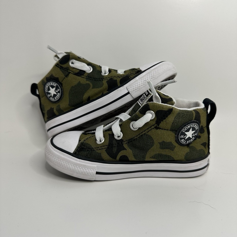 Converse Infant All Star Sneaker Green Camouflage Lace Up Canvas size 8 Shoes